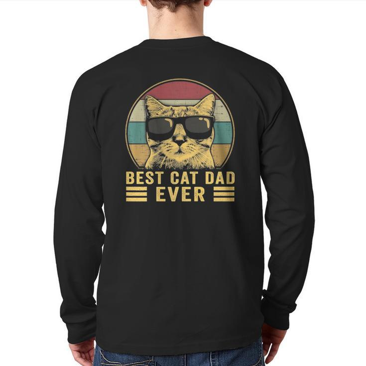 Vintage Best Cat Dad Ever Bump Fit Back Print Long Sleeve T-shirt