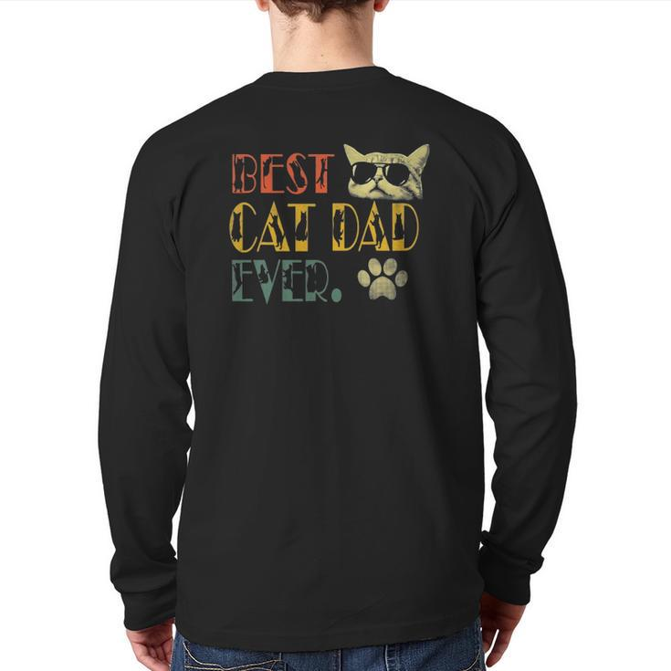Vintage Best Cat Dad Ever Cat Daddy Back Print Long Sleeve T-shirt