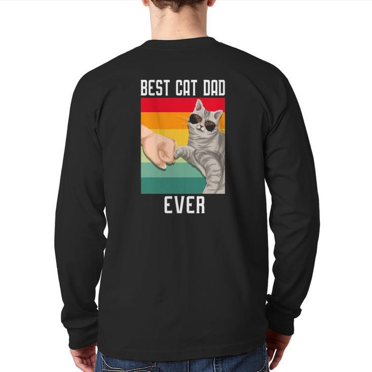 Vintage Best Cat Dad Ever Father's Day Back Print Long Sleeve T-shirt