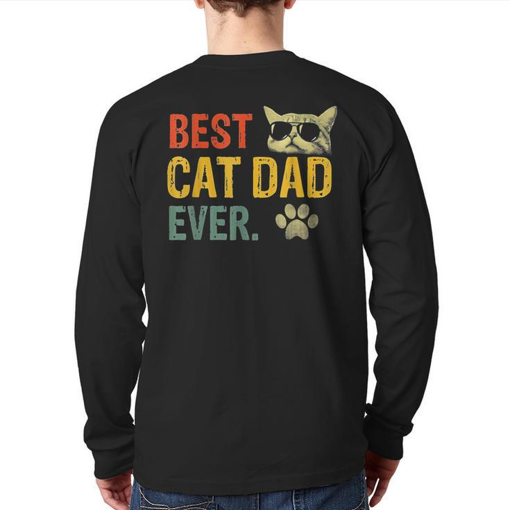Vintage Best Cat Dad Ever T Cat Daddy Back Print Long Sleeve T-shirt