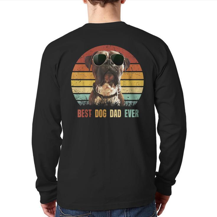 Vintage Best Dog Dad Ever Boxer Dog Fathers Day  Back Print Long Sleeve T-shirt