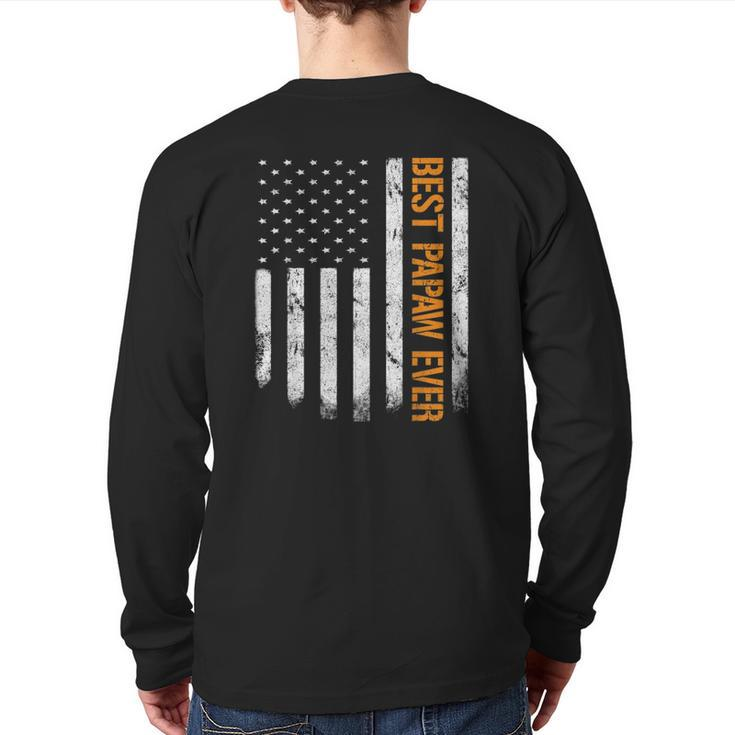 Vintage Best Papaw Ever American Flag Father Day Grandpa Back Print Long Sleeve T-shirt