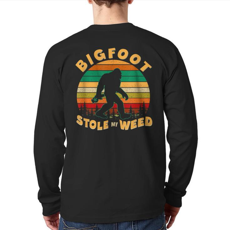 Vintage Bigfoot Stole My Weed 420 Marijuana Men Back Print Long Sleeve T-shirt