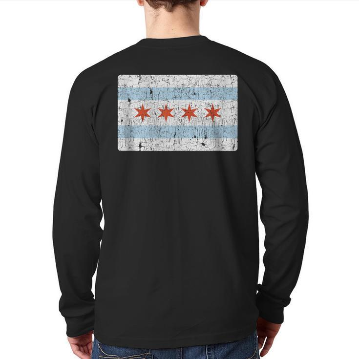 Vintage Chicago Flag Souvenir Back Print Long Sleeve T-shirt