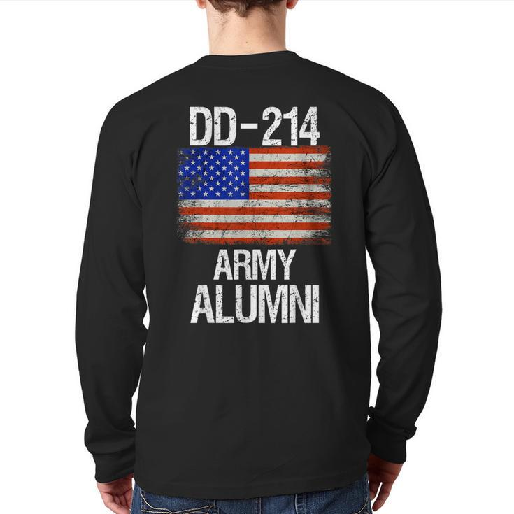 Vintage Dd214 Alumni Us Military Veteran American Flag Back Print Long Sleeve T-shirt