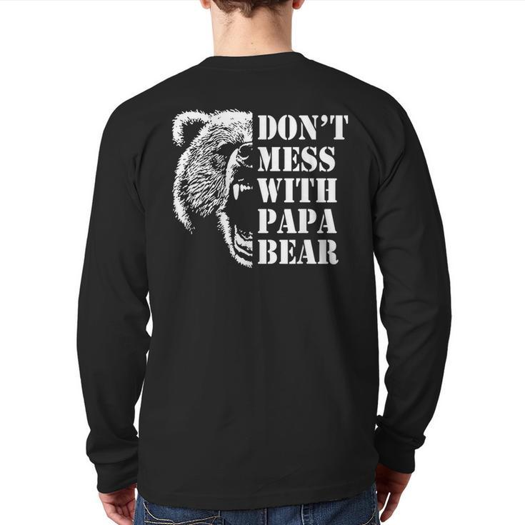 Vintage Don't Mess With Papa Bear Fathers Day Back Print Long Sleeve T-shirt