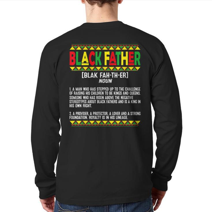 Vintage Fathers Day Black Father Definition African American Back Print Long Sleeve T-shirt
