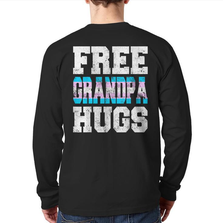 Vintage Free Grandpa Hugs Transgender Heart Lgbt Pride Month Back Print Long Sleeve T-shirt