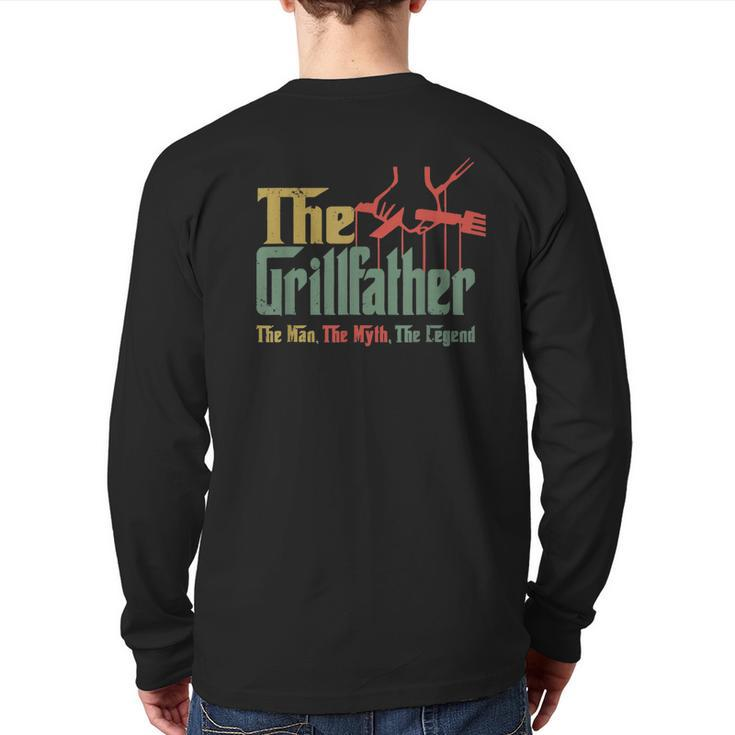 Vintage The Grillfather Grill Fathers Vintage Back Print Long Sleeve T-shirt