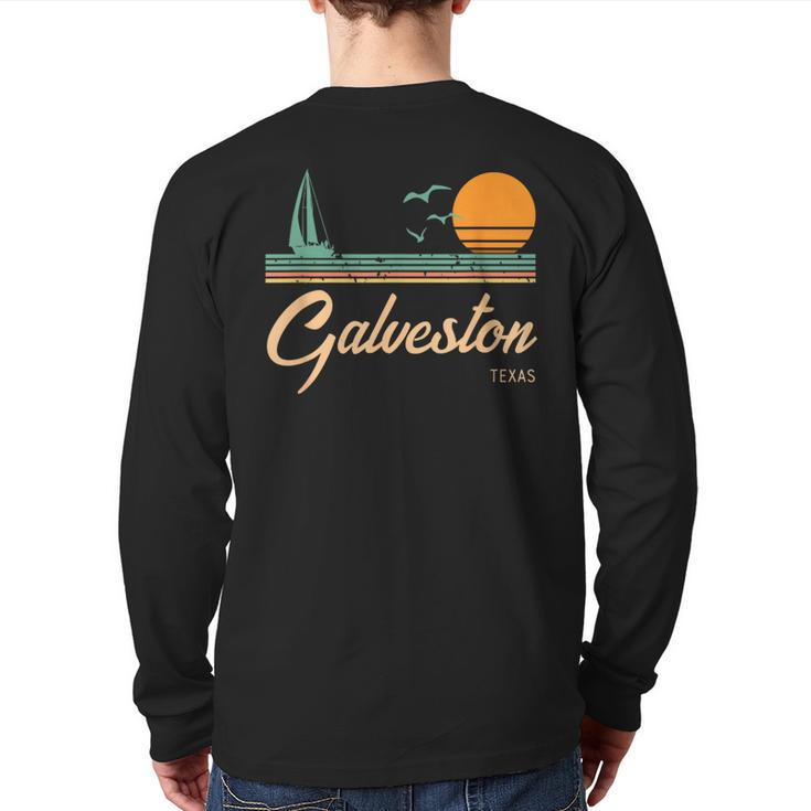 Vintage Galveston Texas Back Print Long Sleeve T-shirt