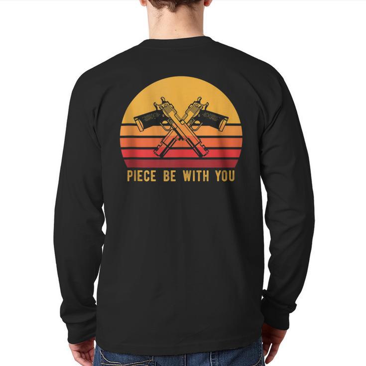 Vintage Gun Rights Firearm Piece Pun Second Amendment Pistol Back Print Long Sleeve T-shirt