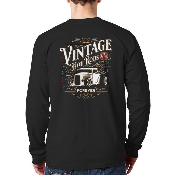 Vintage Hot Rods Usa Forever Classic Car Nostalgia Back Print Long Sleeve T-shirt