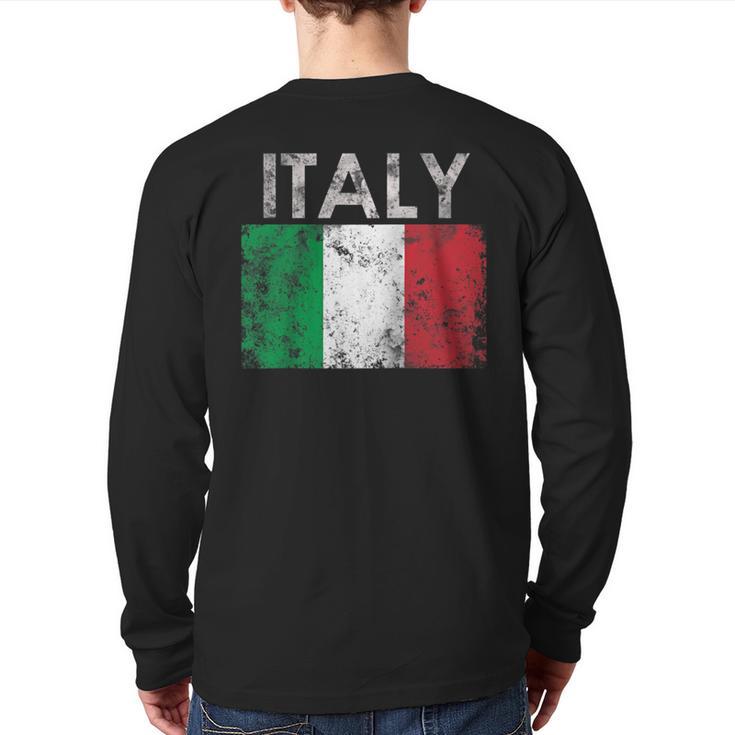 Vintage Italy Italia Italian Flag Pride Back Print Long Sleeve T-shirt