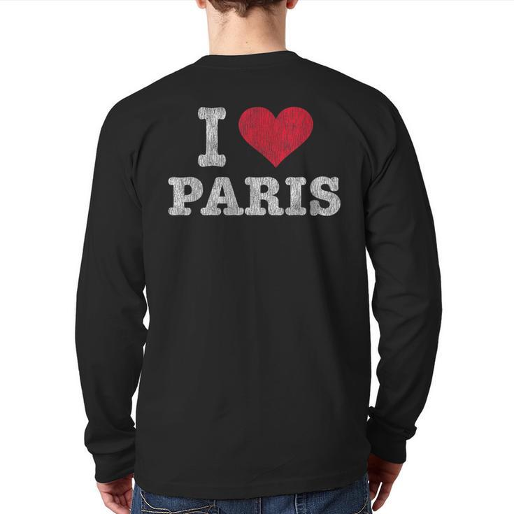 Vintage I Love Paris Trendy Back Print Long Sleeve T-shirt