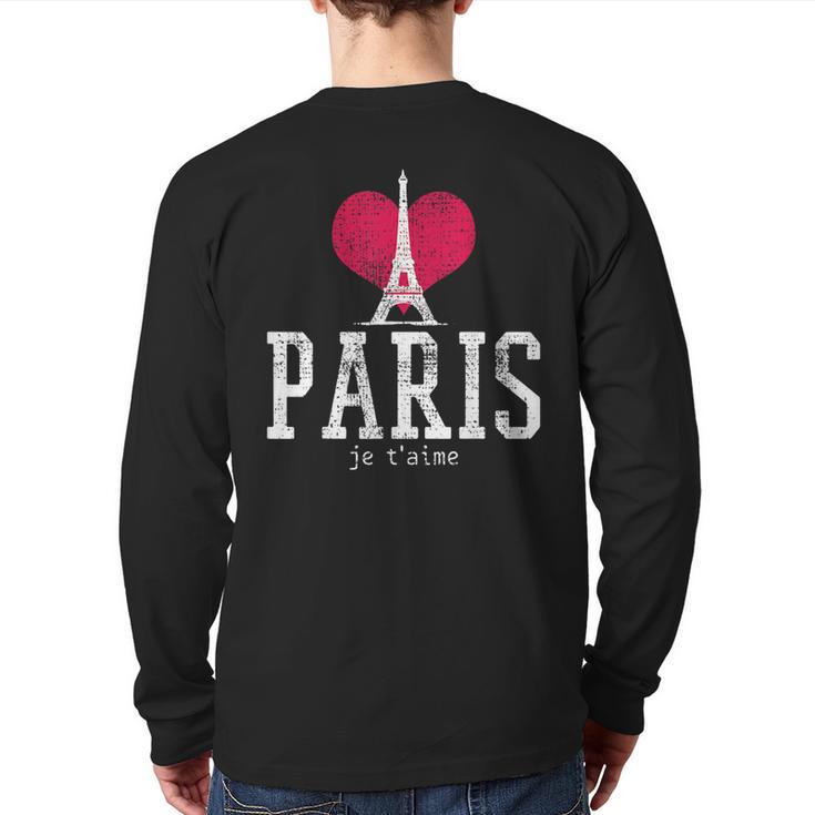 Vintage Paris I Love Je T'aime France Back Print Long Sleeve T-shirt