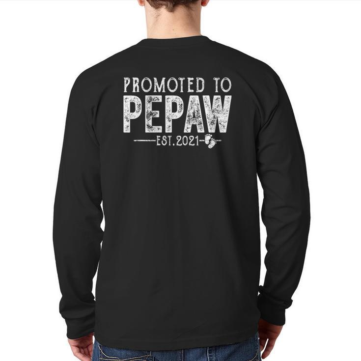 Vintage Promoted To Pepaw Est 2021 Father's Day Christmas Back Print Long Sleeve T-shirt