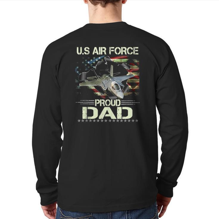 Vintage Proud Dad Us Air Force Flag Usaf Tank Top Back Print Long Sleeve T-shirt