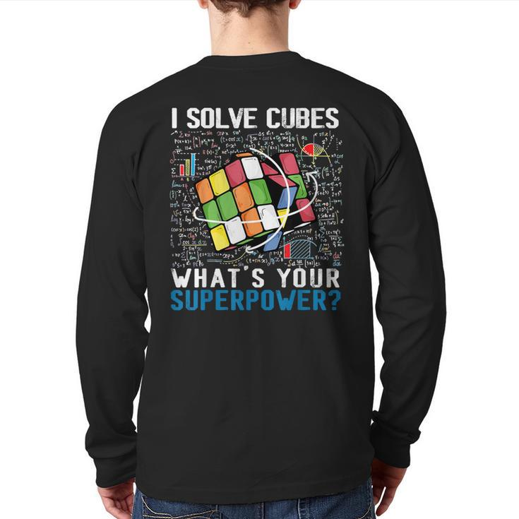 Vintage I Solve Cubes Superpower Speed Cubing Back Print Long Sleeve T-shirt