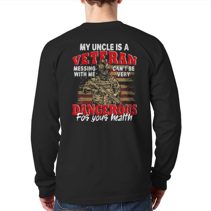 Vintage My Uncle Is A Veteran Father's Day Us Flag Family Back Print Long Sleeve T-shirt