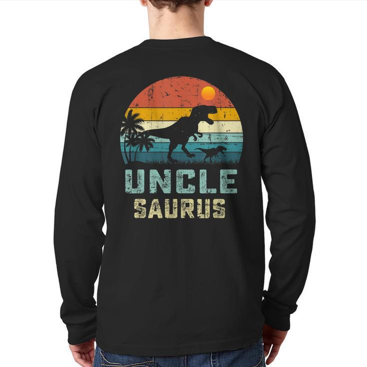 Vintage Unclesaurus Fathers Day T Rex Uncle Saurus Men Dad Back Print Long Sleeve T-shirt
