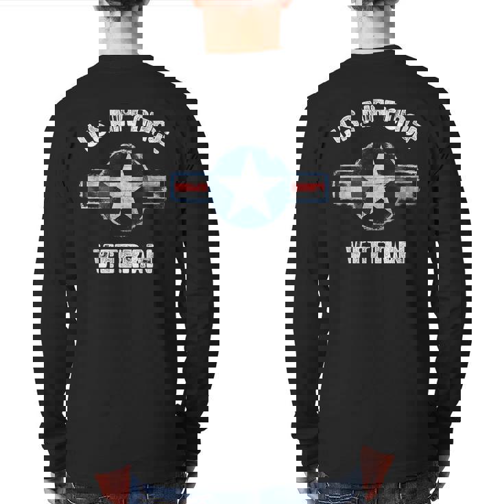Vintage Us Air Force Veteran Vintage Usaf Veteran Back Print Long Sleeve T-shirt
