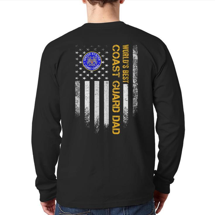 Vintage Usa American Flag World's Best Us Coast Guard Dad  For Dad Back Print Long Sleeve T-shirt