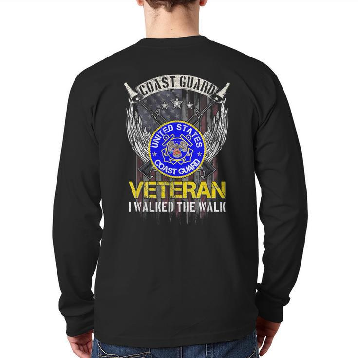 Vintage Usa Flag Us Coast Guard Veteran I Walked The Walk Veteran  Back Print Long Sleeve T-shirt