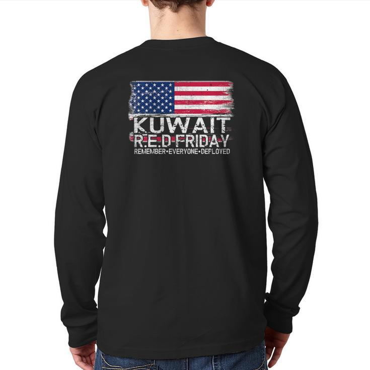 Wear Red For Deployed Kuwait Red Friday Military Back Print Long Sleeve T-shirt