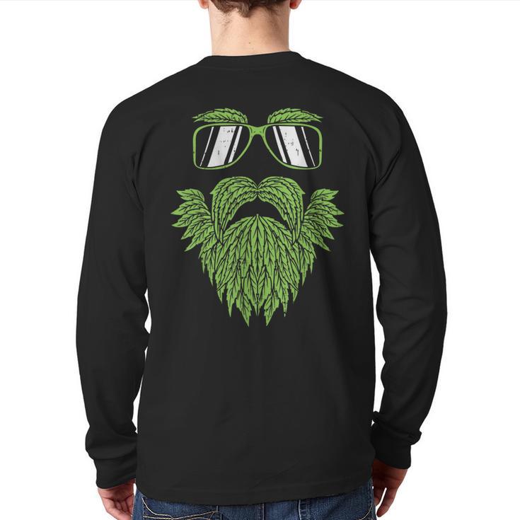 Weed Beard Face Marijuana Cannabis Irish Hipster Back Print Long Sleeve T-shirt