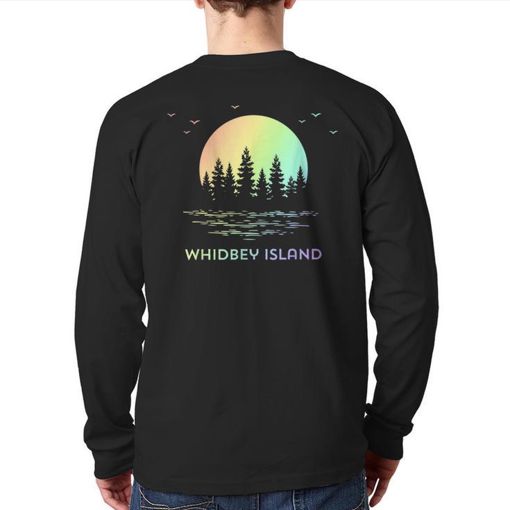 Whidbey Island Washington Sunset Nature Back Print Long Sleeve T-shirt