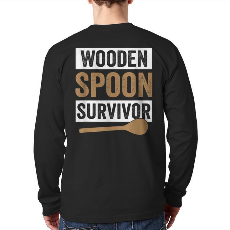 Wooden Spoon Survivor Vintage Humor Discipline Quote Back Print Long Sleeve T-shirt