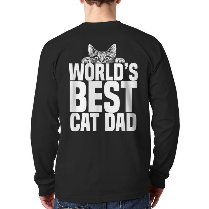 World's Best Cat Dad  Cats Lover Back Print Long Sleeve T-shirt