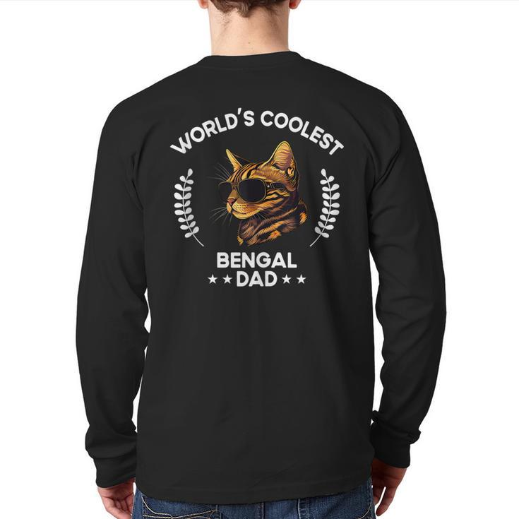 World's Coolest Dog Dad Papa Men Bengal Cat Back Print Long Sleeve T-shirt
