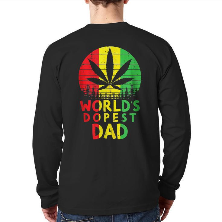 World's Dopest Dad Weed Cannabis Stoner Back Print Long Sleeve T-shirt