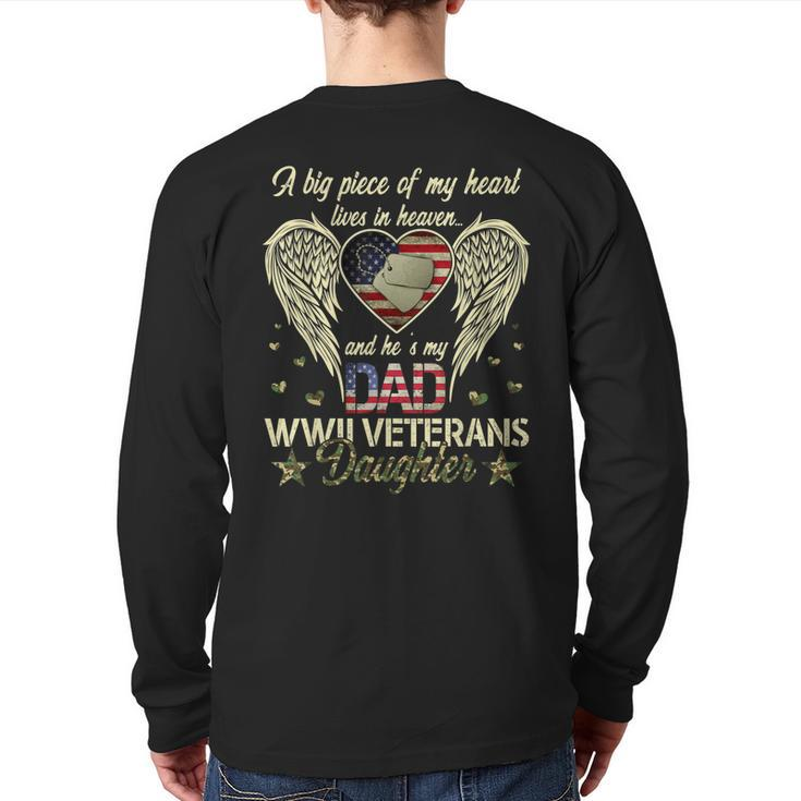 Wwii Veterans Daughter Heart Heaven American Flag Idea Back Print Long Sleeve T-shirt