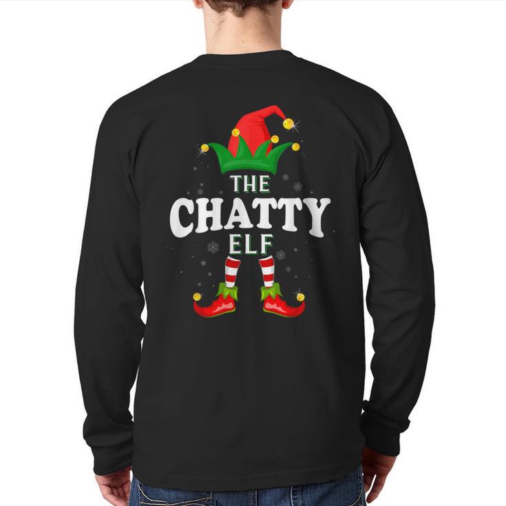 Xmas Chatty Elf Family Matching Christmas Pajama Back Print Long Sleeve T-shirt