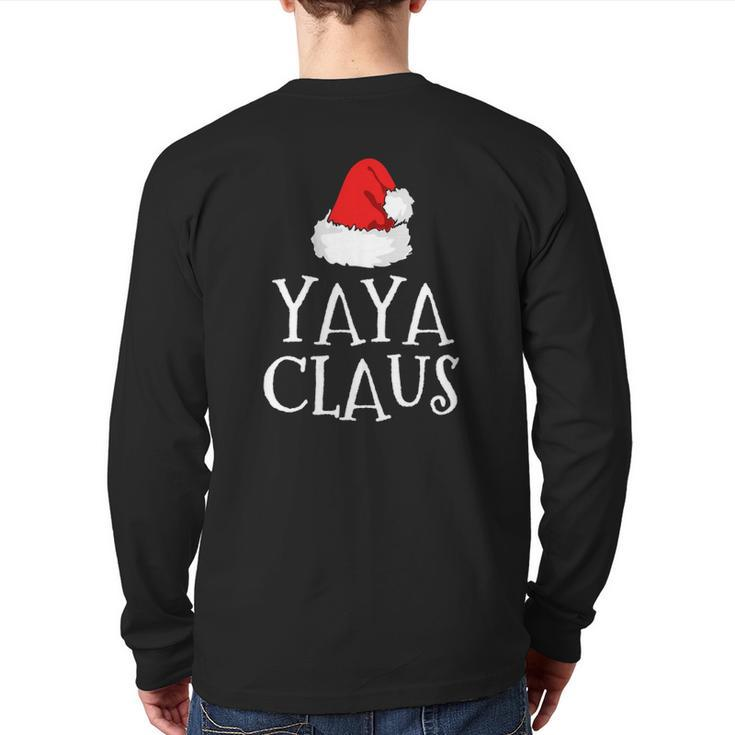 Yaya Claus Christmas Hat Family Group Matching Pajama Back Print Long Sleeve T-shirt