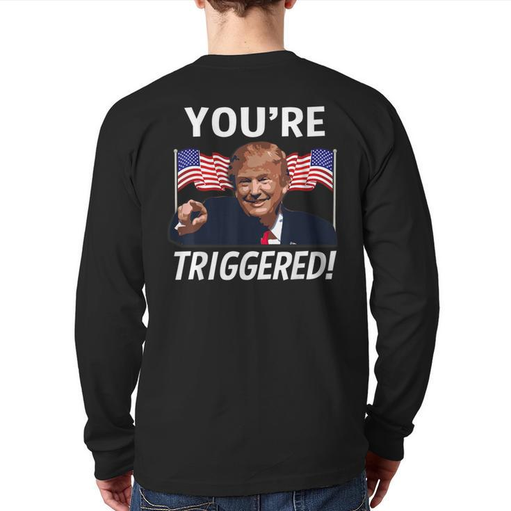 You're Triggered Donald Trump Meme Safe Space Flag Back Print Long Sleeve T-shirt