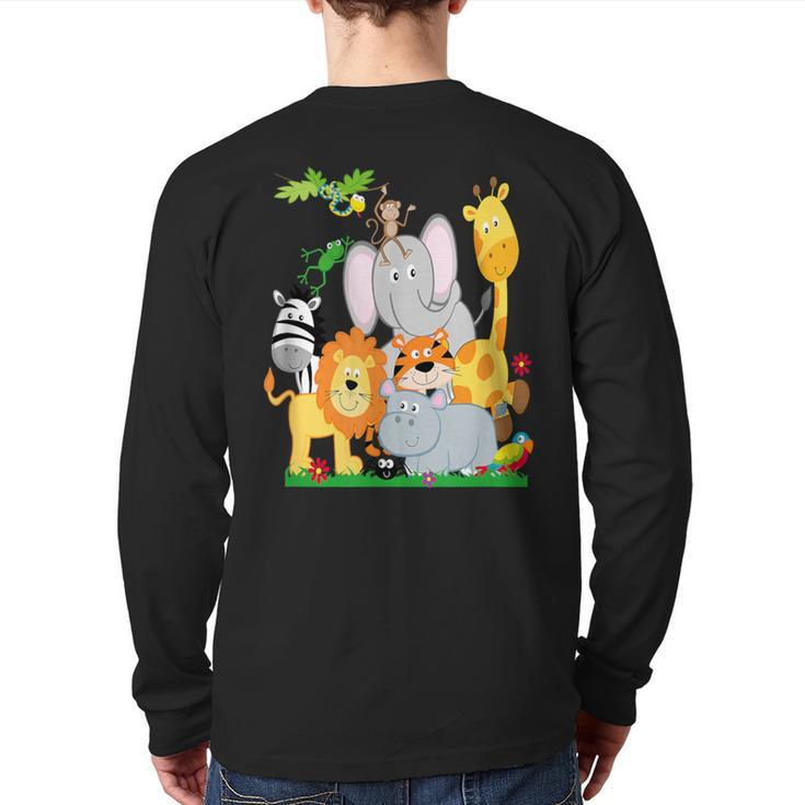 Zoo Animals Wildlife Birthday Party A Day At The Zoo Back Print Long Sleeve T-shirt