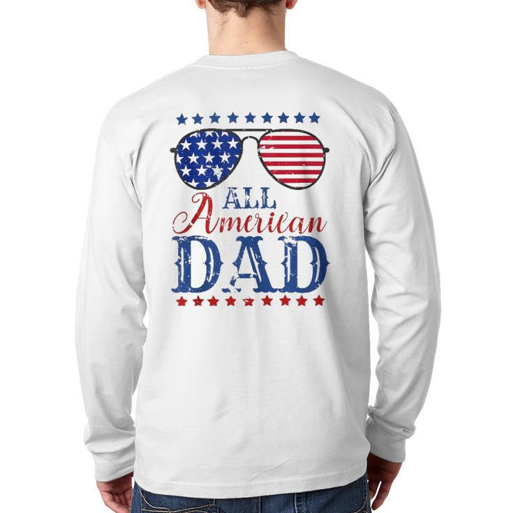 4Th Of July All American Dad Sunglasses Matching Family Back Print Long Sleeve T-shirt