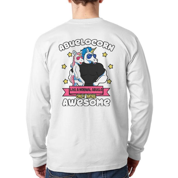 Abuelocorn 1 Kid Father's Day Abuelo Unicorn Granddaughter Back Print Long Sleeve T-shirt