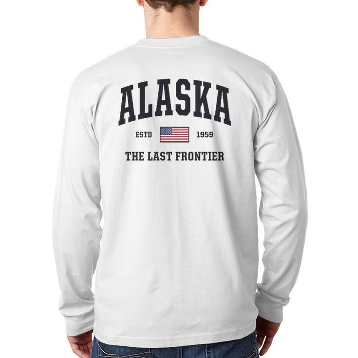 Alaska American Flag Veteran Military Usa Back Print Long Sleeve T-shirt