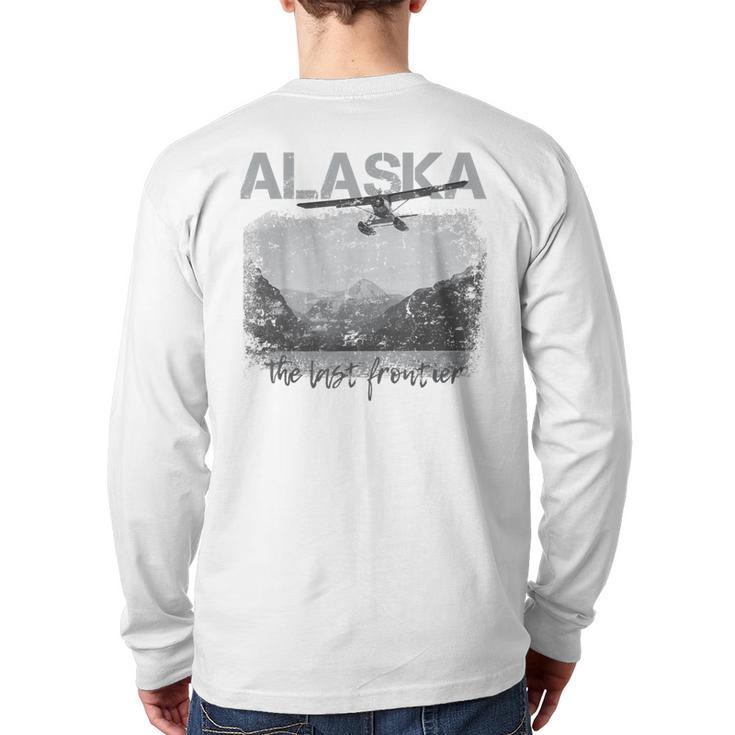 Alaska The Last Frontier With Float Plane Back Print Long Sleeve T-shirt