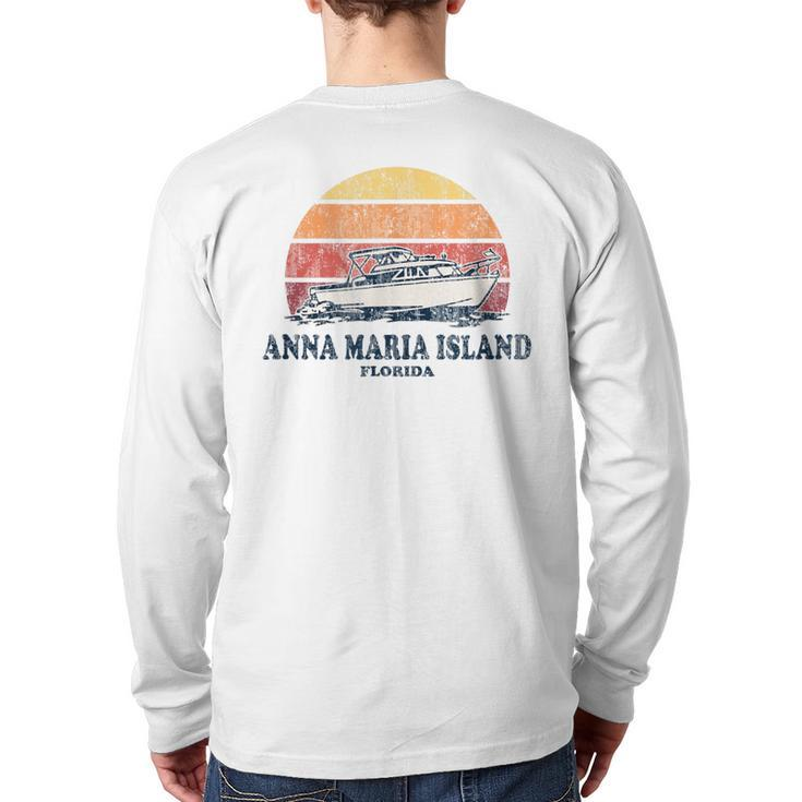 Anna Maria Island Fl Vintage Boating 70S Retro Boat Back Print Long Sleeve T-shirt