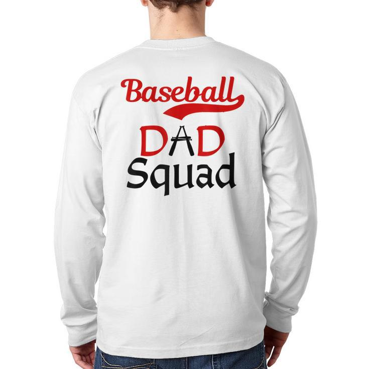 Baseball Dad Squad With Blk&Red Letters For Proud Papa Back Print Long Sleeve T-shirt