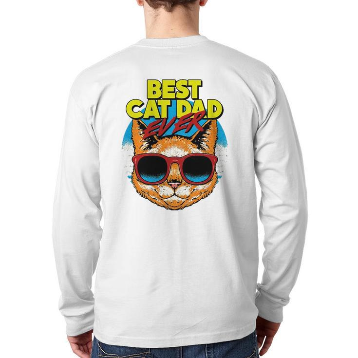 Best Cat Dad Ever Cat Lovers Back Print Long Sleeve T-shirt