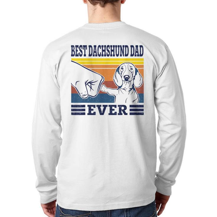 Best Dachshund Dad Ever Dog Vintage Animal Lovers  Back Print Long Sleeve T-shirt