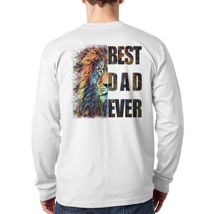 Best Dad Ever Lion Back Print Long Sleeve T-shirt