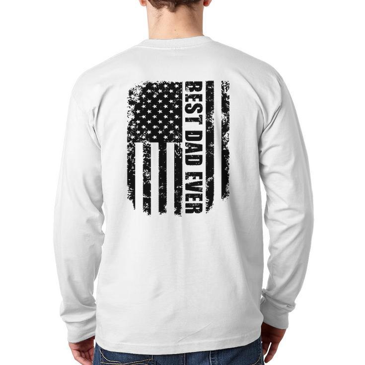Best Dad Ever Vintage American Flag Father's Day Back Print Long Sleeve T-shirt