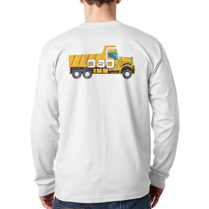 Best Dad Yellow Construction Trucks Back Print Long Sleeve T-shirt